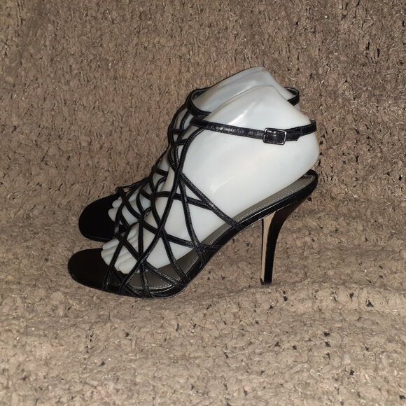 VIA SPIGA-V-LIV-Black Leather Strappy/Ankle Strap Sandal-Sz 8M-Near Mint - Picture 2 of 8